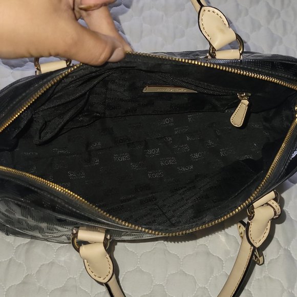 Michael Kors signature mirror black logo satchel bag - Picture 5 of 8